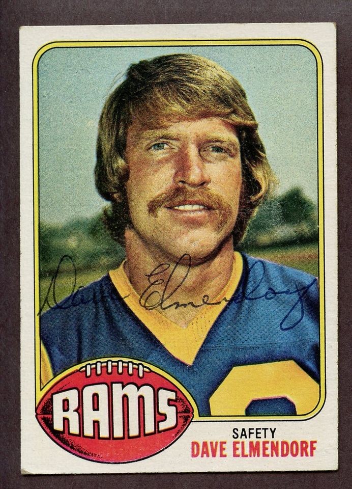 1976 Topps #196 Dave Elmendorf Los Angeles Rams Signed AUTO JSA 
