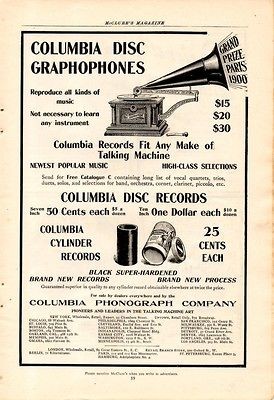 1904 COLUMBIA DISC GRAPHOPHONE PHONOGRAPH AD