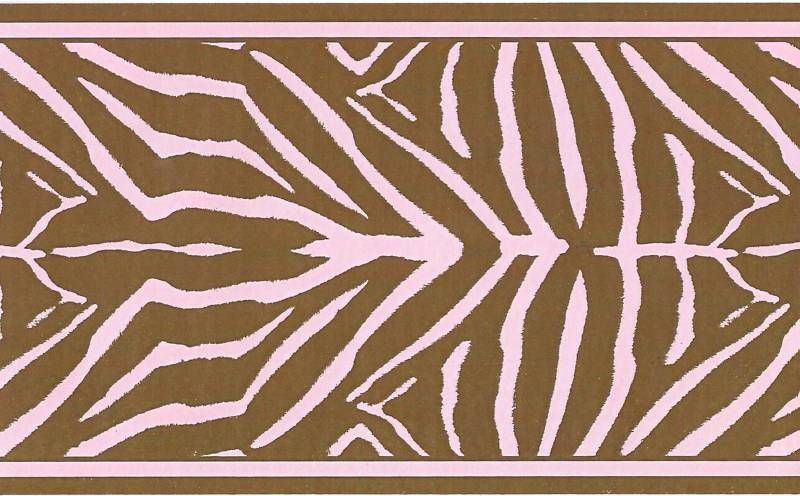 PINK AND BROWN ZEBRA SKIN PEEL N STICK BORDER QA4W0507