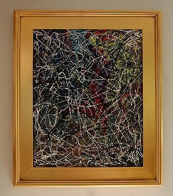   Pollock Inspired Original Drip Painting Abstract Art by Carmen Rowe