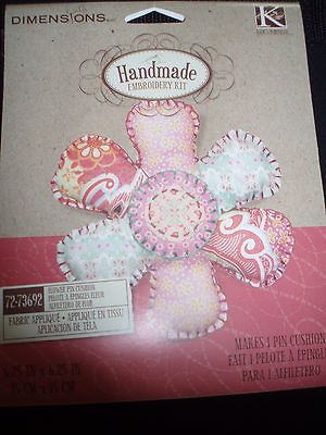 HANDMADE EMBROIDERY KIT FABRIC APPLIQUE FLOWER PINCUSHION