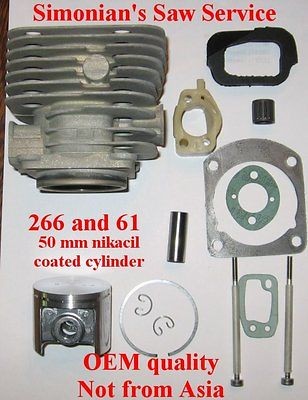 Husqvarna cylinder kit 266 61 chainsaw piston gasket 1 year warranty 