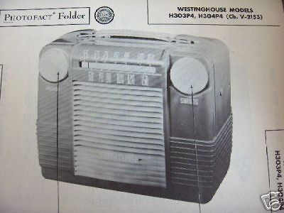 WESTINGHOUSE H 303P4 & H 304P4 PORTABLE RADIO PHOTOFACT