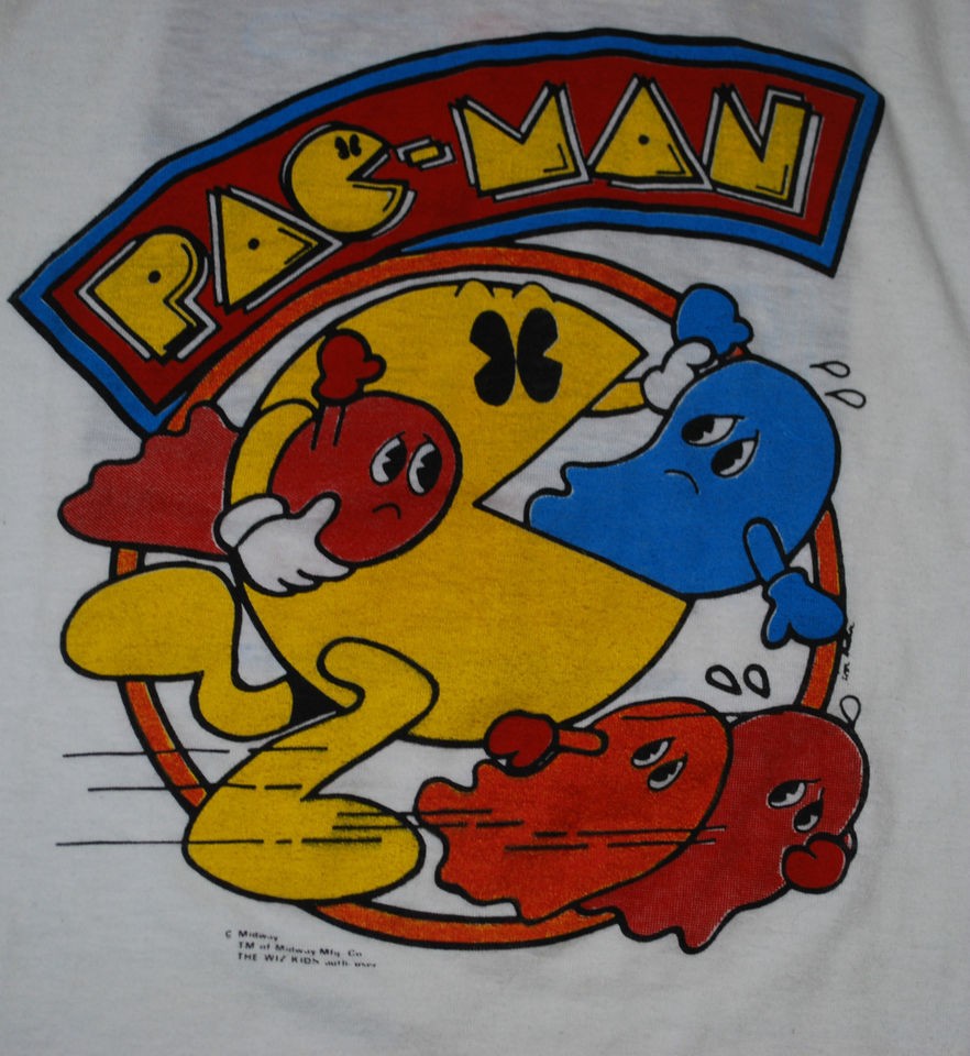 VINTAGE PAC MAN FEVER GAME T  SHIRT 1980S L ORIGINAL