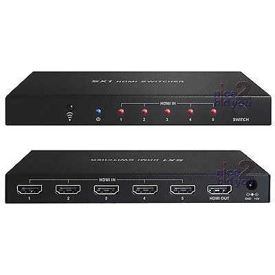 NEW Measy HDMI 5 Port Switch HDCP Switcher Hub Box Splitter with 