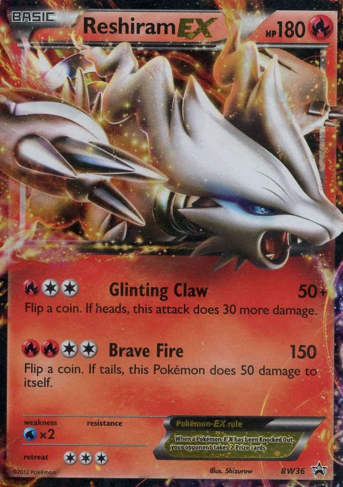 RESHIRAM EX Pokemon Trading Card Mint Condition BW36 Ultra Rare Holo