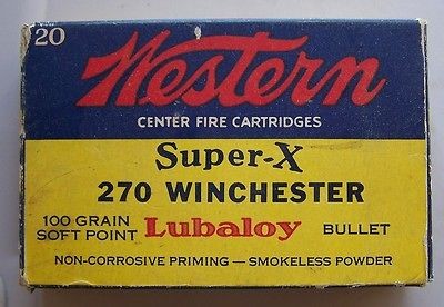 Winchester Western .270 Ammo Box *Vintage* Lubaloy 100 Gr.