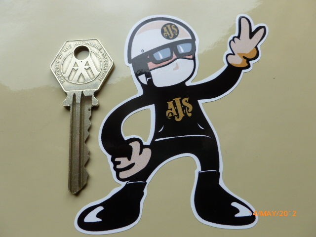 AJS Pudding Basin Helmet Rider 2 fingered salute motorcycle STICKER 7R 