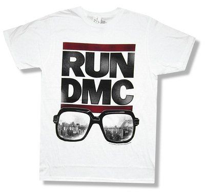 RUN DMC   DOWN WITH RUN SUNGLASSES WHITE T SHIRT   NEW ADULT X LARGE 