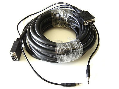 25 Feet Super VGA SVGA XGA Cable w/ AUDIO 15 Pin LAPTOP to TV LCD 