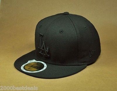 NEW ERA CAP HAT FITTED CHILDREN SIZE LOS ANGELES DODGERS ALL BLACK 