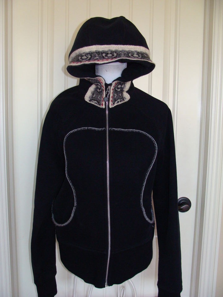 Lululemon Special Edition Remix Hoodie Black Size 12 Wool Trim EUC 