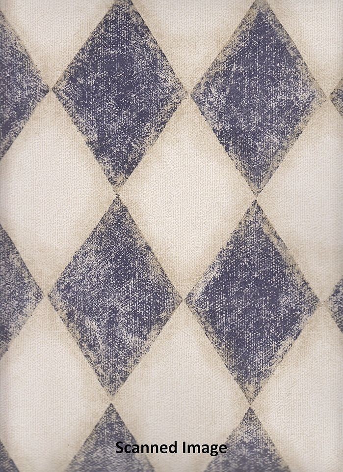 Geometric Wallpaper/ Diamonds Sidewall / Cream and Dark Blue 