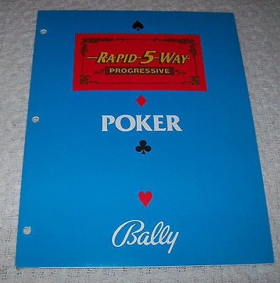 BALLY RAPID 5 WAY POKER ORIGINAL CASINO SLOT MACHINE SALES FLYER 