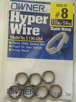 1x OWNER HYPER stainless SPLIT RINGS silver NEW #10 Lure size 10