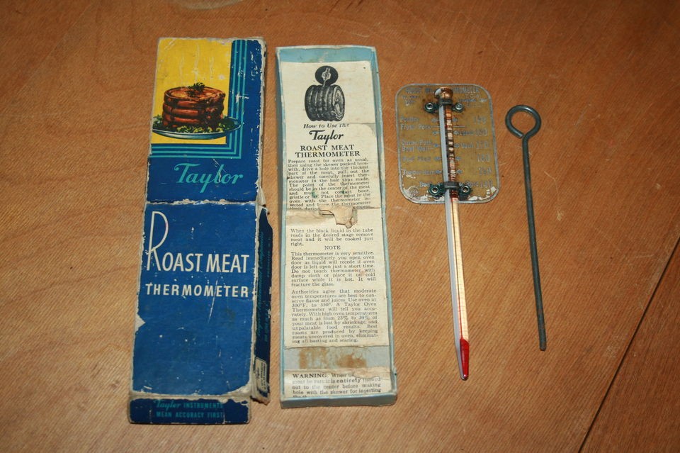 Vintage Taylor Roast Meat Thermometer w/Skewer No. 5936