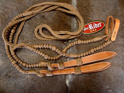 SPLIT ROMEL ROMAL REINS BROWN COTTON BRAIDED COWBOY TACK GEAR HORSE 