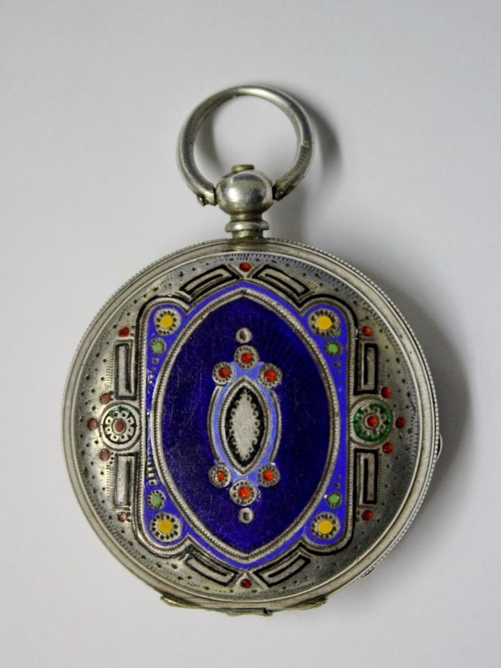   SILVER ENAMEL OTTOMAN POCKET WATCH COURVOISIER FRERE VERY BEAUTIFUL