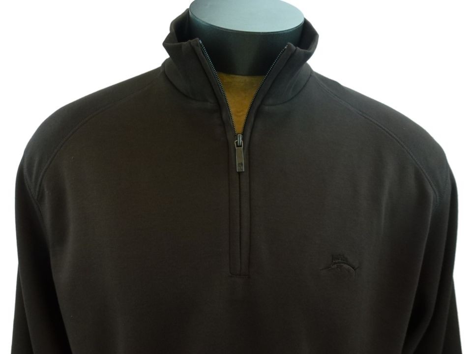   Mens Tommy Bahama Martinique Half Zip Dark Coffee Bean Sweatshirt Pima