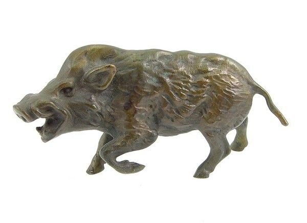 Solid Bronze Wild Boar Figurine