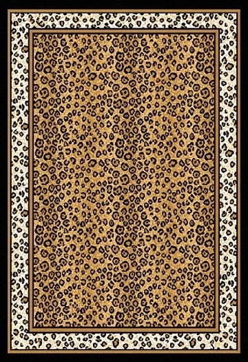   Leopard Skin Area Rug 6x8 African Border Carpet   Actual 5 3 x 7 5