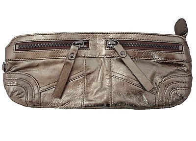 ANDREW MARC Bronze Metallic LEATHER Clutch BAG Handbag NEW