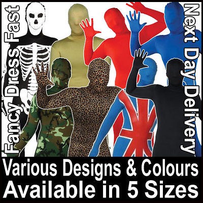 Adult Skinz Lycra Bodysuit Skin Spandex New Fancy Dress Costume Plain 