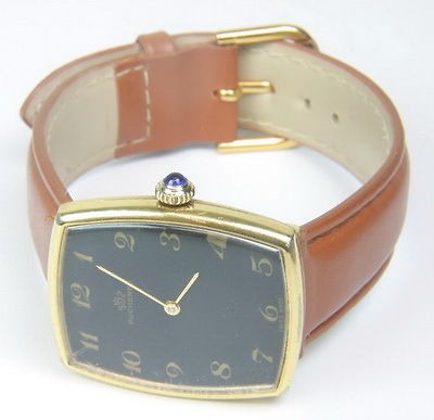 MENS VINTAGE BUCHERER BROWN BAND WRIST WATCH