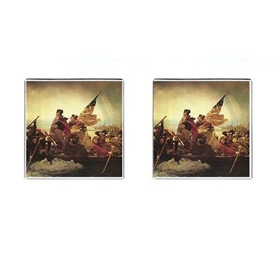   Crossing The Delaware River Revolutionary War Square Cufflinks Unique