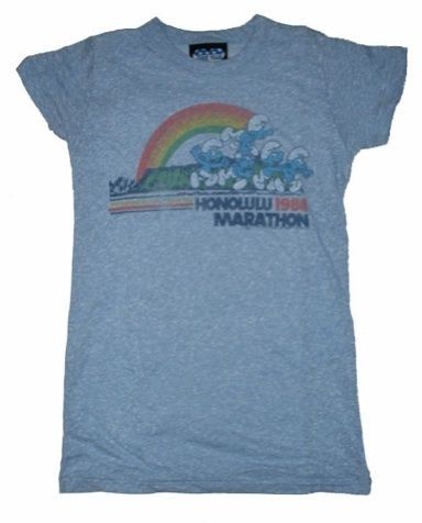 New Junk Food The Smurfs Honolulu 1984 Marathon Tri Blend uniors T 