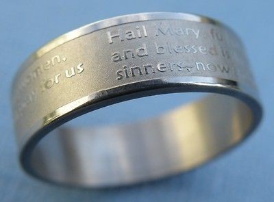 Hail Mary Sterling SS Engraved Ring   size 7 1/2  