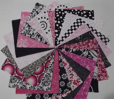 20 4 Cotton Fabric Quilt Squares Pinks Black/White 4 Inch SALE