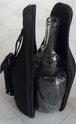   Insulated Chilling Wine Bottle Tote NEW Black Fabric    Summer