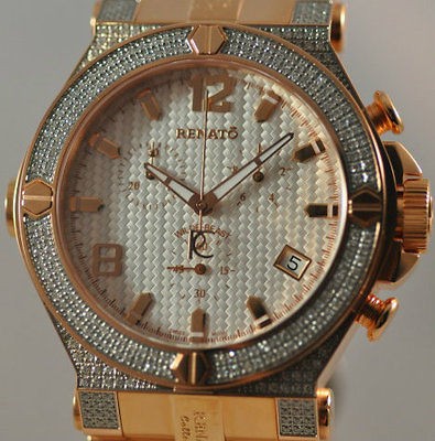 New Mens Renato Wilde Beast Chronograph Rose Full Diamond Swiss Watch