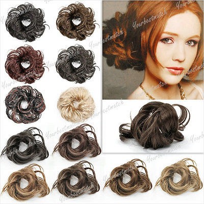 Free Ship New Synthetic Fiber Hair Bun Scrunchie Hairpiece Inexpensive