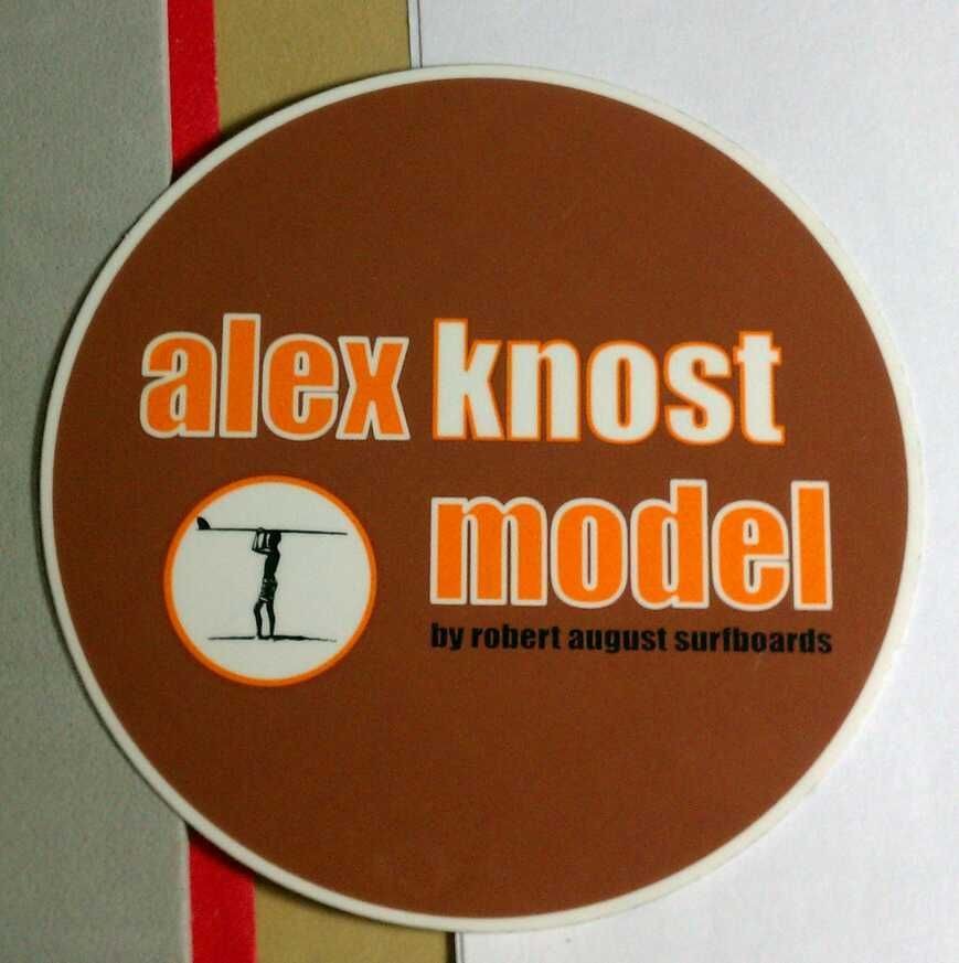   KNOST MODEL BY ROBERT AUGUST SURFBOARDS BOARD CASE ROUND AMP STICKER