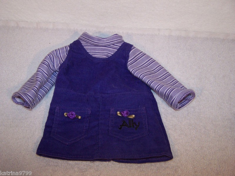 Purple corduroy dress for 18 Amazing Ally doll
