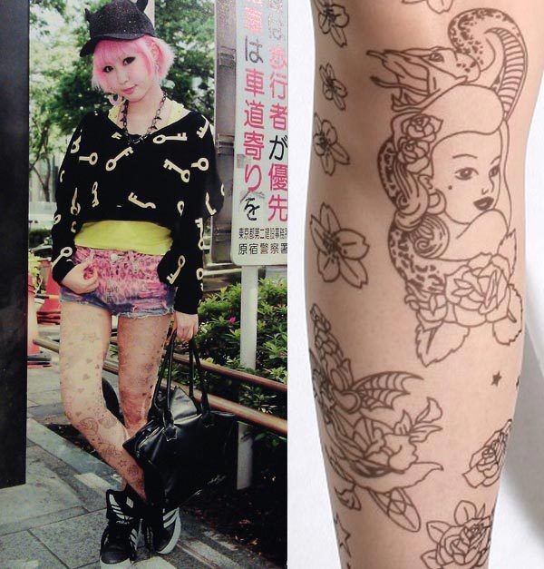 Japan Harajuku Sailor Tattoo Mermaid Ship Steering Wheel Sheer 