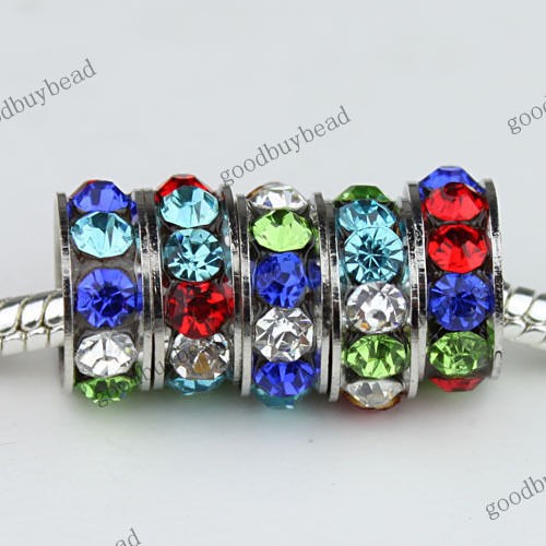   LOTS CRYSTAL EUROPEAN BIG HOLE CHARM BEADS FINDINGS FIT BRACELET