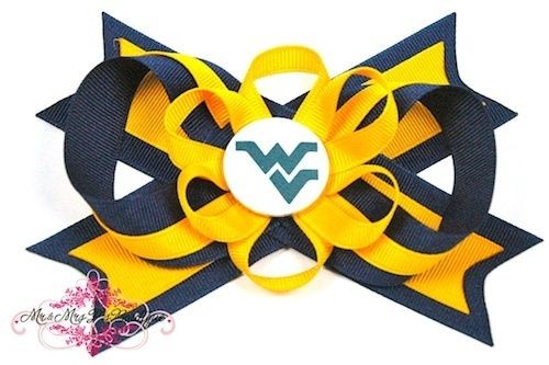 West Virginia Mountaineers Hair Bow on an Alligator Clip NCAA