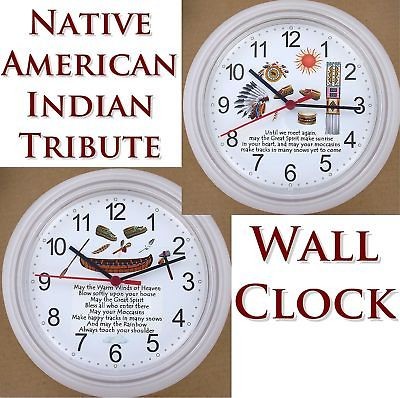 Native American Indian Tribute WALL CLOCK Feathers Great Spirit 