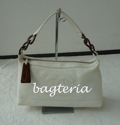   SHOULDER BAG WHITE CAVIAR LOGO TORTOISE SHELL WOOD HARDWARE MPRS