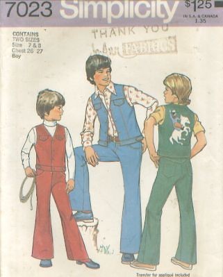   pattern Western VEST JEANS Cowboy Horse TRANSFER sew vintage 1975