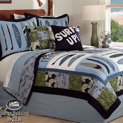   Nautical Beach Hawaiian Surf Quilt Bedding Set Twin Full Queen Size