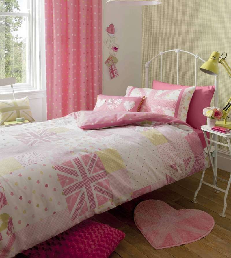 UNION JACK GIRLS COTTON SHABBY PINK POLKA DOT CHIC WHITE SINGLE DUVET 