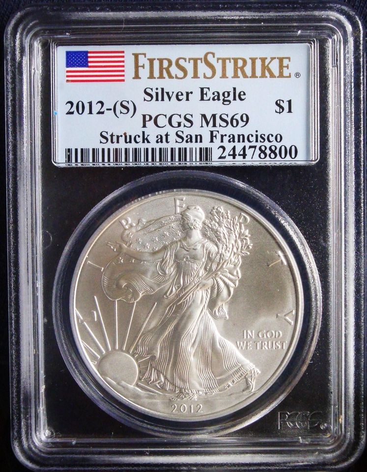 2012 PCGS MS69 SAN FRANCISCO AMERICAN EAGLE ~ 1 TROY OZ .999 SILVER 