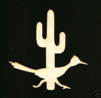 Cactus and Roadrunner Southwest Unfinished Wood #488 4