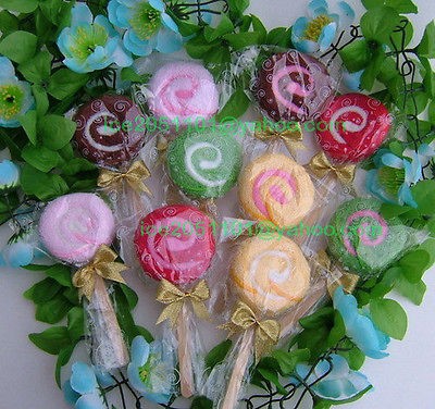 11 x Mini Lollipop Towel Washcloth Shaped Gift WHOLESALE