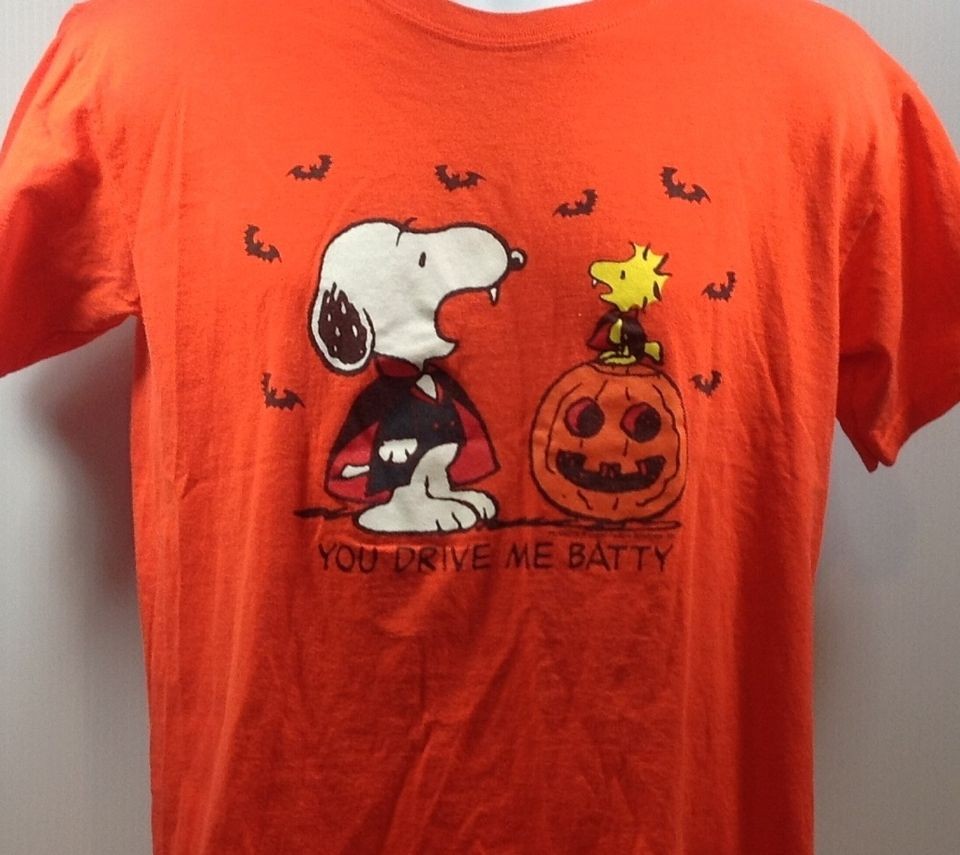 Vampire Snoopy Woodstock Pumpkin Orange YOU DRIVE ME BATTY Halloween 