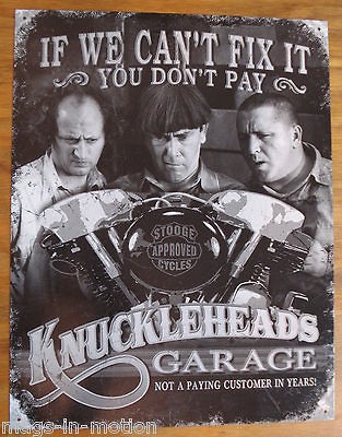   METAL SIGN Vintage 3 Stooges V Twin Motor Engine **SHIPS WORLDWIDE